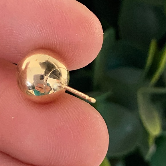 Large 14KT YELLOW GOLD 2.73 MM BALL STUD EARRINGS .9 GRAMS - Picture 7 of 11